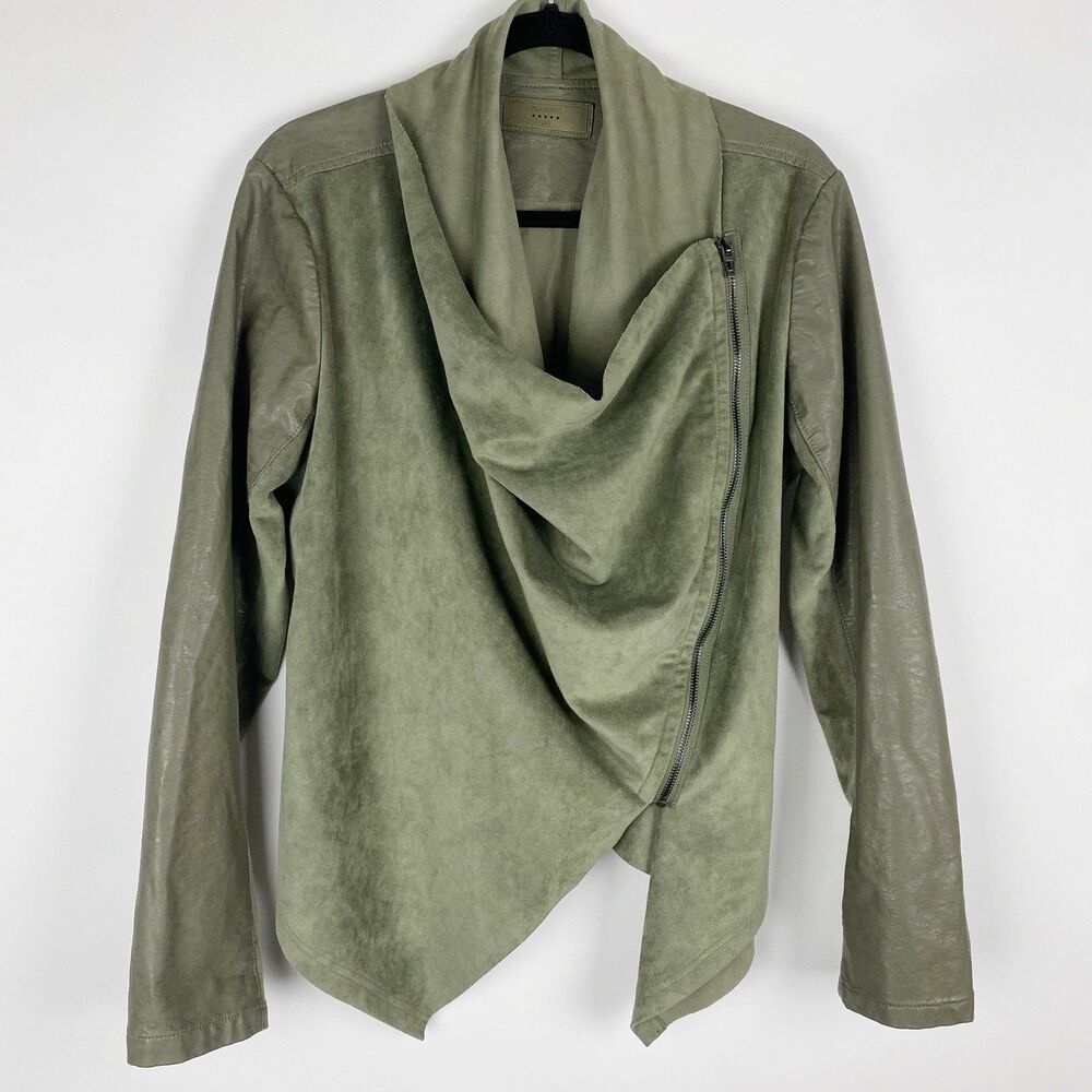 Blank NYC Olive Green Asymmetrical Leather Jacket
